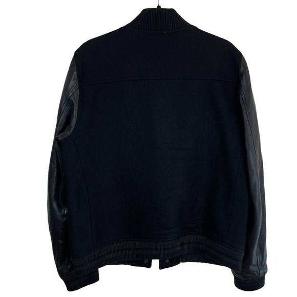 All Saints Toku Wool Blend Leather Bomber Jacket Black Size L - Picture 10 of 10